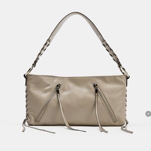Zara Taupe Shoulder Bag with Braided Detail